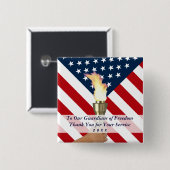 退役軍人の日またはメモリアルデー軍隊ありがとう 缶バッジ (正面&裏面)