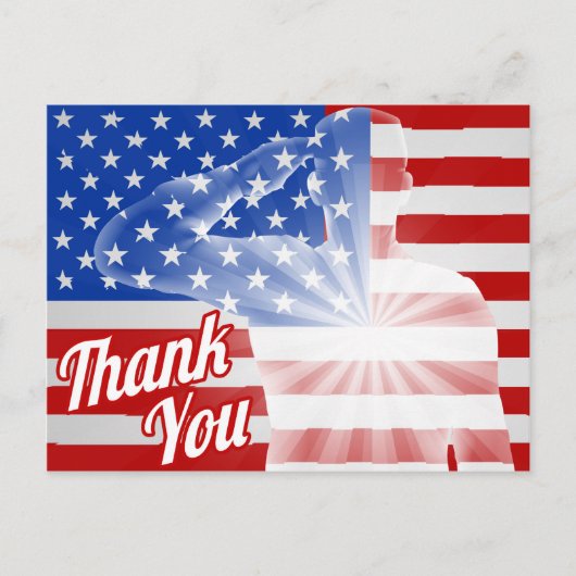 退役軍人の日サンキューアメリカ国旗 ポストカード (正面)