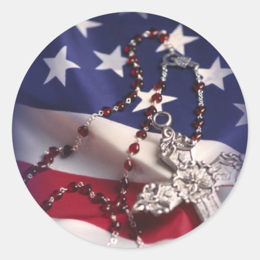 退役軍人の日十字旗 ラウンドシール (正面)