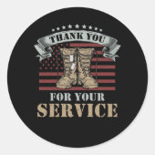 退役軍人の日贈り物ありがとうサービス ラウンドシール (正面)