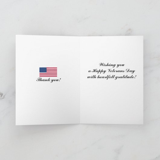 退役軍人の日，ありがとう軍隊グリーティングカード サンキューカード (内部)