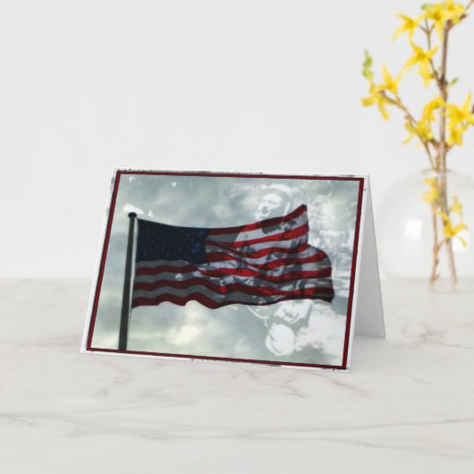 退役軍人の日，アメリカ国旗と第二次世界大戦退役軍人 カード (黄色い花)