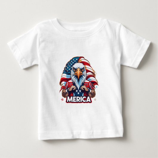 退役軍人の日 アメリカ国旗 メリカ 愛国心 ワシ ベビーTシャツ (正面)