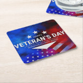 退役軍人の日 – 務めた全員を称える スクエアペーパーコースター (アングル)