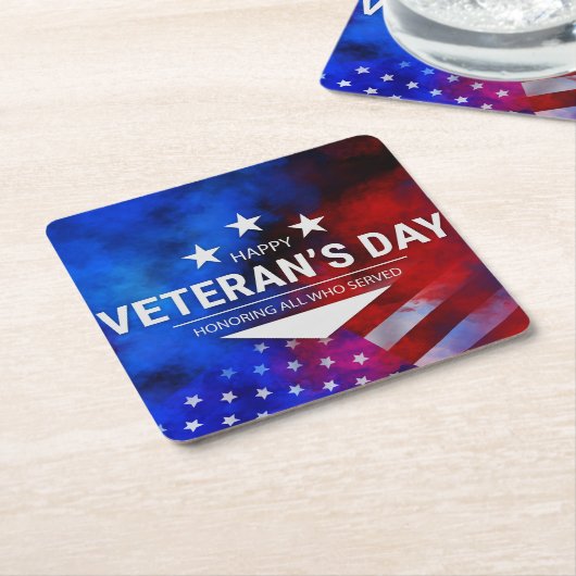 退役軍人の日 – 務めた全員を称える スクエアペーパーコースター (アングル)