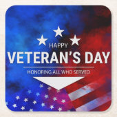 退役軍人の日 – 務めた全員を称える スクエアペーパーコースター (正面)