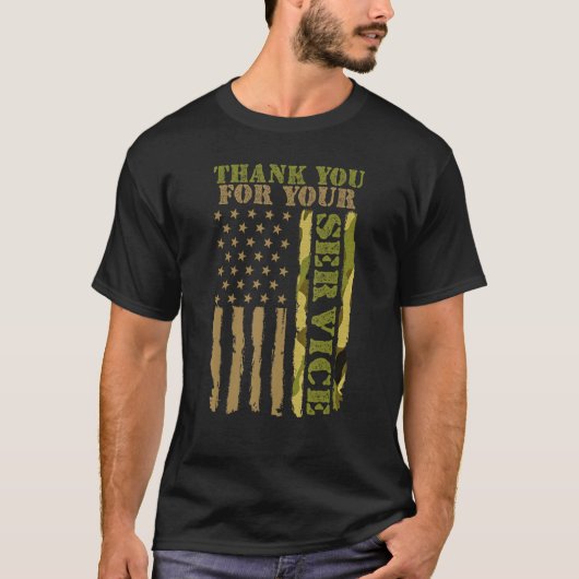 退役軍人の日 感謝の意を表します あなたの尽力に敬意を 兵隊 私 Tシャツ (正面)