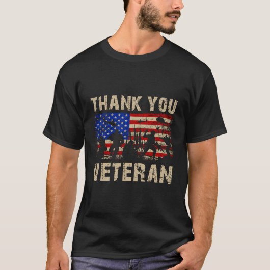退役軍人の日 – 7月4日 – 米国国旗 – ありがとう Tシャツ (正面)