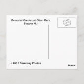 退役軍人の記念物の庭 ポストカード (裏面)