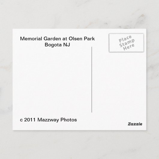 退役軍人の記念物の庭 ポストカード (裏面)
