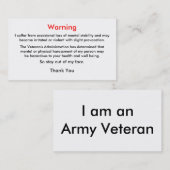 退役軍人の警告のテレホンカード コーリングカード (正面/裏面)