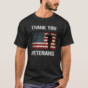 退役軍人の軍の挨拶米国の旗のワイシャツありがとう Tシャツ