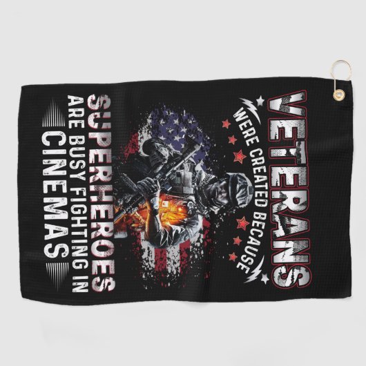 退役軍人はシネマ忙しスのスーパーヒーロー ゴルフタオル (横)