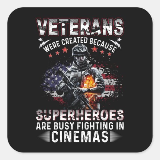 退役軍人はシネマ忙しスのスーパーヒーロー スクエアシール (正面)