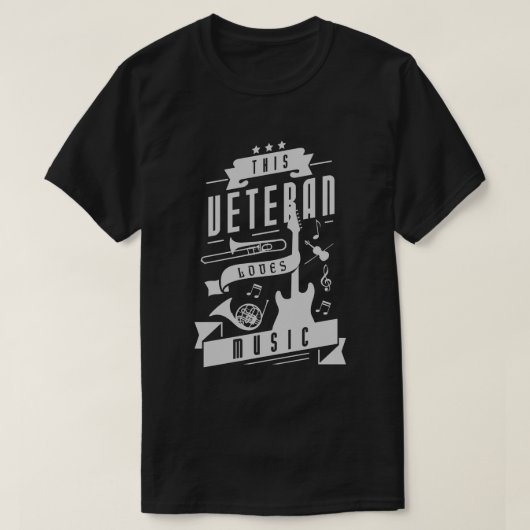 退役軍人は音楽を好む Tシャツ (デザイン正面)
