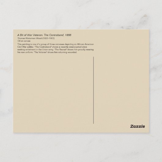 退役軍人ウッド – 南北戦争アフリカ系アメリカ人 ポストカード (裏面)