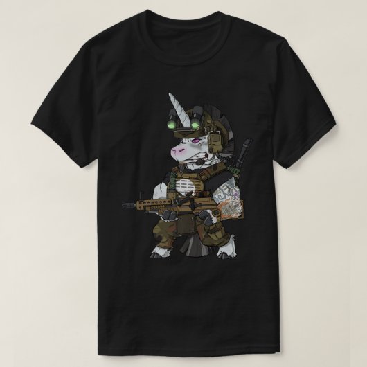 退役軍人オペレーター軍隊戦術的ユニコーン1877 Tシャツ (デザイン正面)