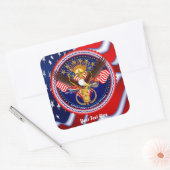 退役軍人カスタマイズの編集と背景色の変更 スクエアシール (封筒)