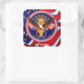 退役軍人カスタマイズの編集と背景色の変更 スクエアシール (バッグ)