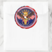 退役軍人カスタマイズの編集と背景色の変更 ラウンドシール (バッグ)