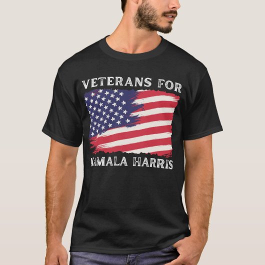 退役軍人カマラハリス2024年選挙米国旗 Tシャツ (正面)