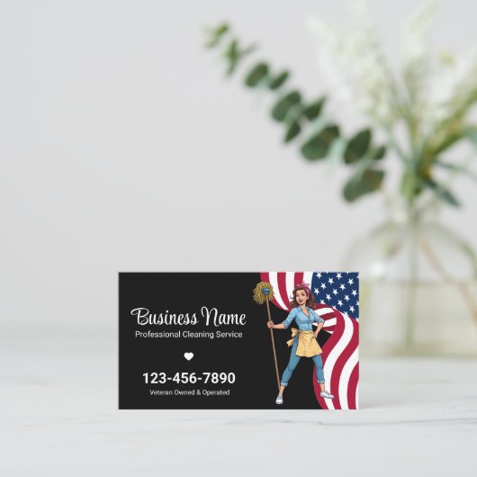 退役軍人クリーニングサービスプロフェッショナルハウスキーピング 名刺 (スタンド正面)