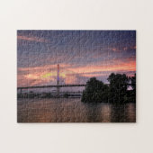 退役軍人ズガラスシティスカイウェイブリッジアットサンセット ジグソーパズル (横)