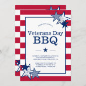 退役軍人デはっきりしたイスターズアンドストライプ愛国BBQ  招待状 (正面/裏面)