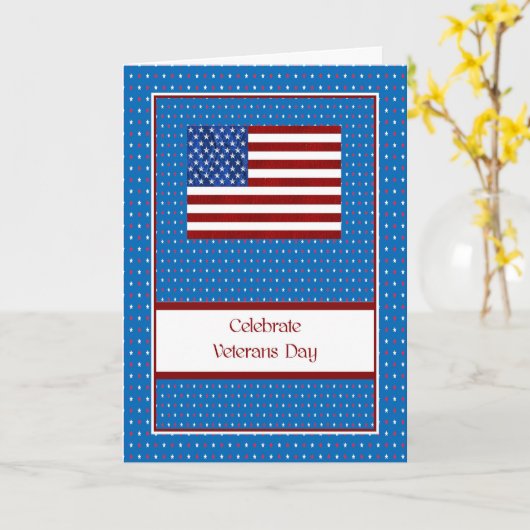 退役軍人デイカード(旗と星) カード (黄色い花)