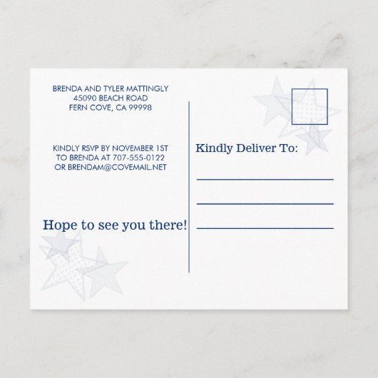 退役軍人デイスターストライプズモダン愛国的BBQ インビテーションポストカード (裏面)