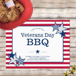 退役軍人デイスターストライプズモダン愛国的BBQ インビテーションポストカード