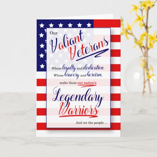 退役軍人デイタイポグラフィスターとストライプの伝説 カード (黄色い花)