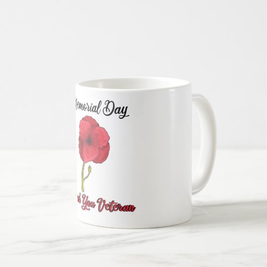 退役軍人デイプライドUSAメモリアルデーポピーポピー コーヒーマグカップ (正面右)