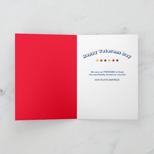 退役軍人デイホリデータイポグラフィハートフラグカード カード (内部)