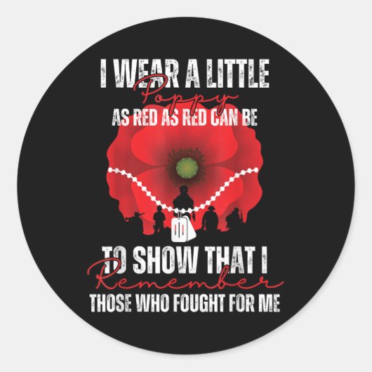 退役軍人デイレッドポピーフラワーアメリカメモリアルデー ラウンドシール (正面)