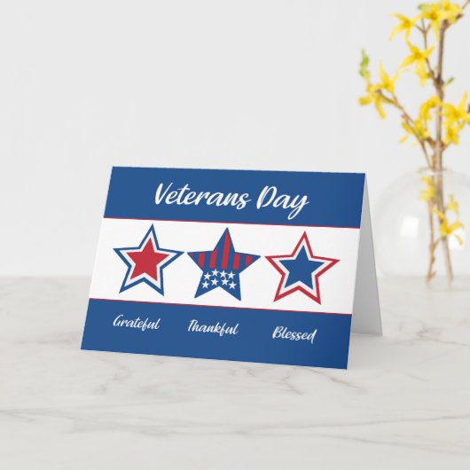 退役軍人デイ感謝と愛賛美国のスターズ カード (黄色い花)