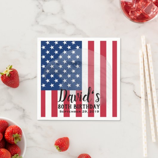 退役軍人バルトイーグル州旗80誕生日 スタンダードカクテルナプキン (インサイチュ)