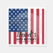 退役軍人バルトイーグル州旗80誕生日 スタンダードカクテルナプキン (正面)