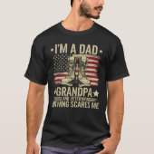 退役軍人パパグランドパアメリカ国旗の戦闘靴 Tシャツ (正面)