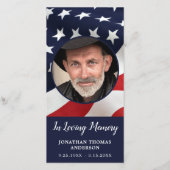 退役軍人フラグ記念祈りの言葉カード葬儀しおり (正面)