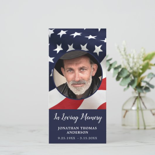 退役軍人フラグ記念祈りの言葉カード葬儀しおり (スタンド正面)