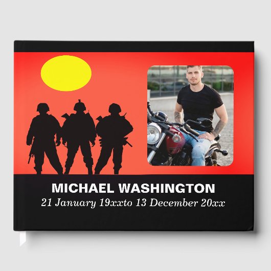 退役軍人兵士お祝いオブライフゲストブック ゲストブック (正面)