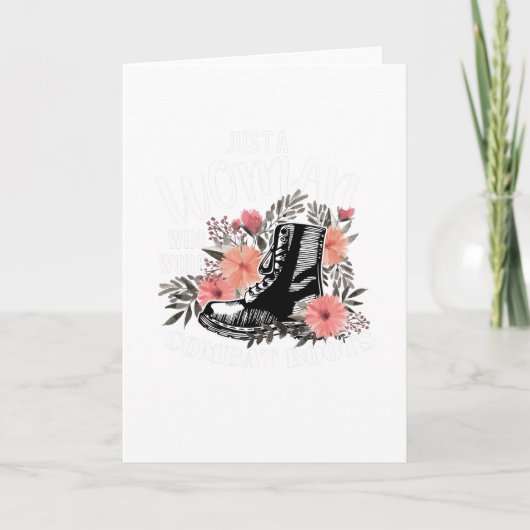 退役軍人女性が履くコンバットブーツ カード (正面)