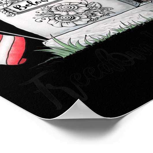 退役軍人妻メモリアルデー猫かわいい女の子へ ポスター (角)