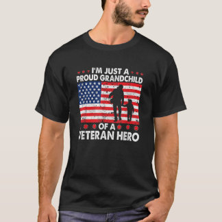退役軍人孫アメリカ国旗退役軍人愛国的 Tシャツ