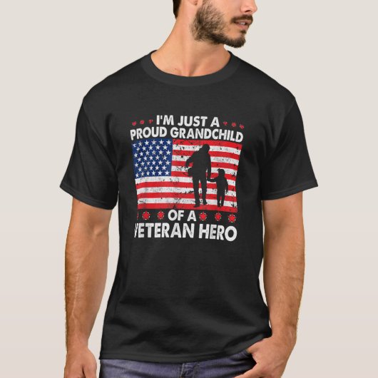 退役軍人孫アメリカ国旗退役軍人愛国的 Tシャツ (正面)