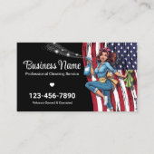 退役軍人所有ハウスクリーニングサービスブラック 名刺 (正面)