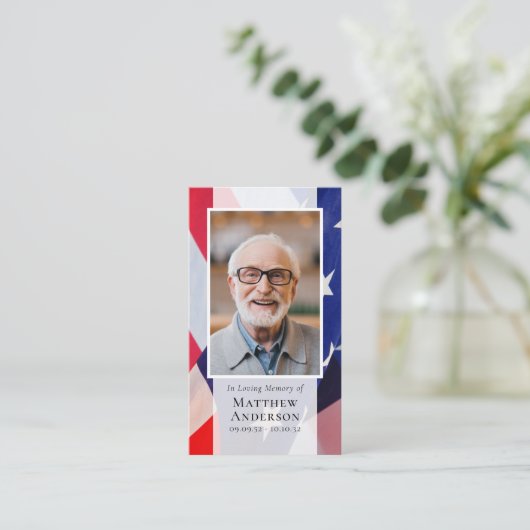 退役軍人旗写真記念祈りの言葉カード コーリングカード (スタンド正面)