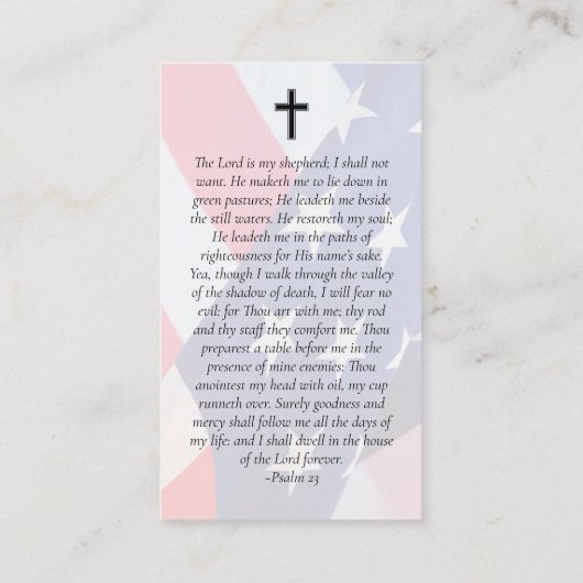 退役軍人旗写真記念祈りの言葉カード コーリングカード (裏面)