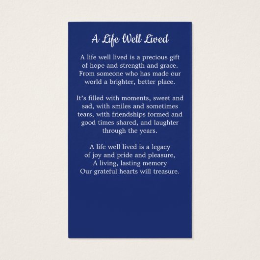 退役軍人旗愛国記念祈りの言葉カード (裏面)